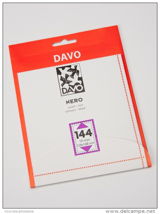 DAVO NERO STROKEN MOUNTS N144 (128 X 148) 10 STK/PCS - Enveloppes Transparentes