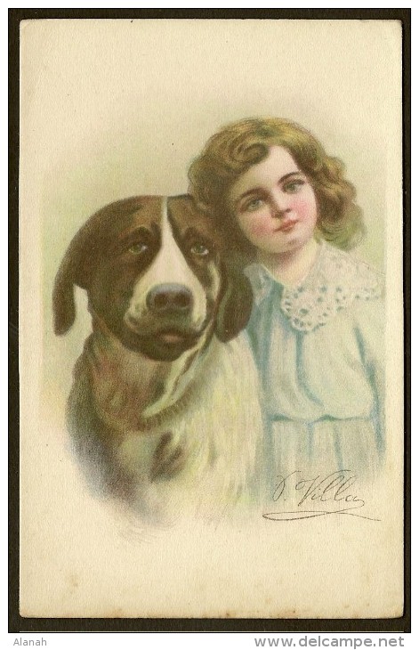 Fillette Et Chien Illust. Villa (TAM N° 7604) - Autres & Non Classés