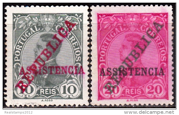 PORTUGAL (I. P. E T.) 1911. D. Manuel Ll, C/ Sobgas «REPUBLICA» «ASSISTENCIA»(Série, 2 Valores) (*) MNG  MUNDIFIL Nº 1/2 - Unused Stamps