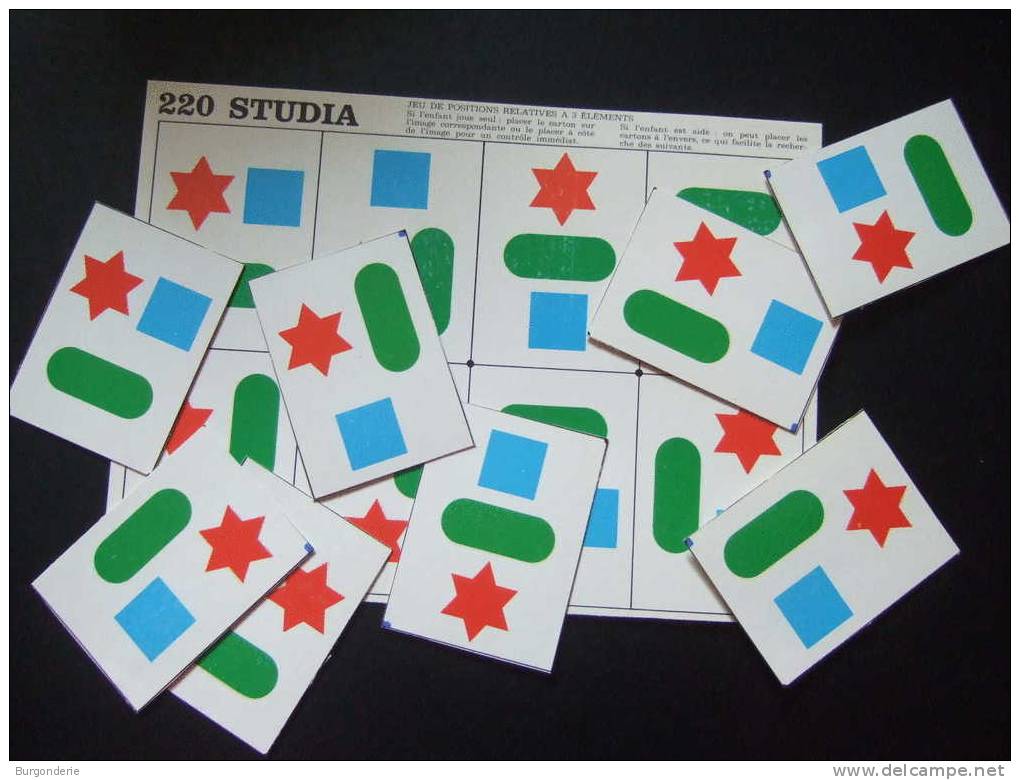 Maternelle / Ancien Carton De Jeux Avec Images / JEU DE POSITIONS 3 ELEMENTS / STUDIA 220 - Autres & Non Classés