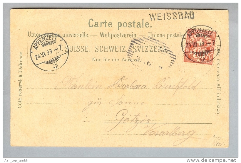 AK AI Weissbad Gemsele 1899-06-24 Litho Gebr.Metz #6247 - Weissbad 