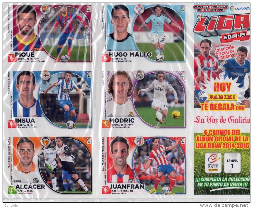 Colección Cromos Fútbol ESTE 2014/2015 Panini. 6 Láminas Publicadas Por La Voz De Galicia. 2 Errores CARRIÇO Y ALCÁCER - Otros & Sin Clasificación