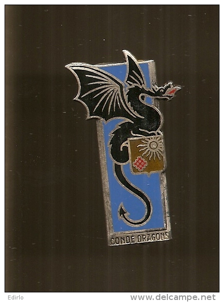 INSIGNE 2° REGIMENT DE DRAGONS CONDE DRAGONS - DRAGO PARIS H 171 -* Fond Bleu - Francia