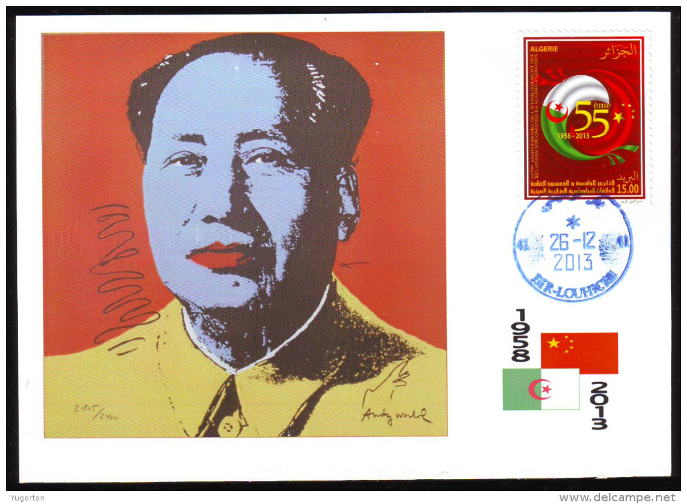 DZ  2013 - Philatelic Card - 120th Anniv. Mao Zedong - By Andy Warhol - Mao Tse-Tung