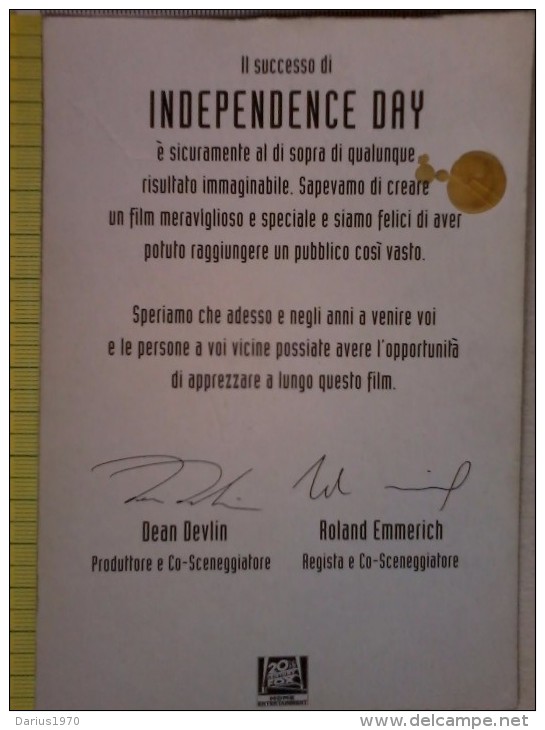 Cart.-  Uscita Nelle Sale Del Film " Independence Day "  Id4.- Cart. In 3 D. - Manifestazioni