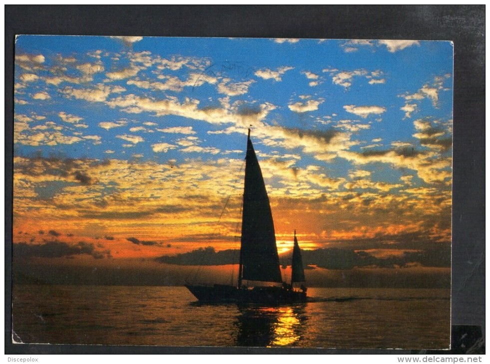 J1707 Barca A Vela Al Tramonto - Sailing Boat - Bateau à Voile - ANNULLO SAVONA 1989 - ITALCARDS - Altri & Non Classificati