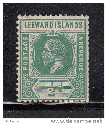 Leeward Islands MH Scott #62a 1/2p George V, Die I - Clipped Perfs, Corner Crease - Leeward  Islands