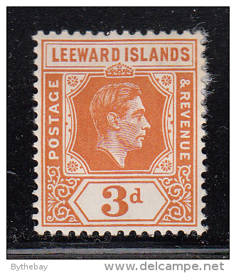 Leeward Islands MNH Scott #109a 3p George VI, Brown Orange - Album Adherence - Leeward  Islands