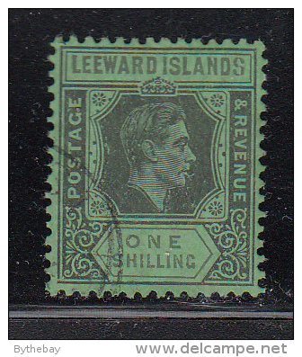 Leeward Islands Used Scott #111 SG #110bb 1sh George VI, Gray And Black On Emerald - Country Name In Gray - Leeward  Islands