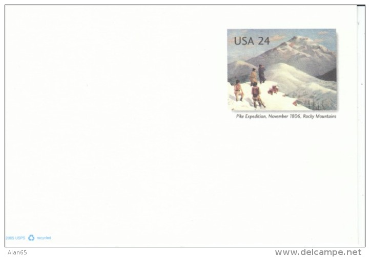 #UX449, 24-cent Pike Expedition Mountain Climing Exploration Colorado Rockies, 2006 Issue Postal Card - 2001-10