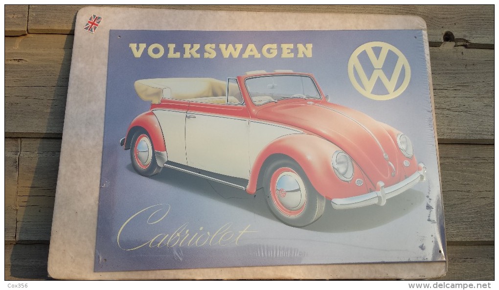 PLAQUE TOLE WOLKSWAGEN CABRIOLET 41 X 30 Cm - Plaques En Tôle (après 1960)