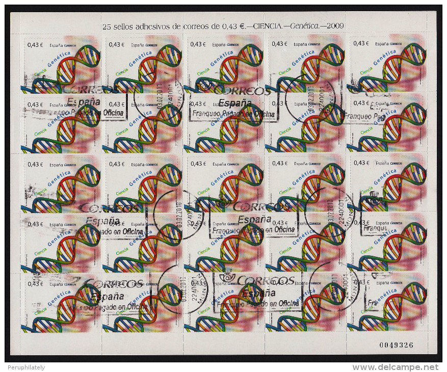 SPAIN 2009 , GENETIC SCIENCE , COMPLETE FOLDER ORIGINAL X 25 STAMPS , USED - Sonstige & Ohne Zuordnung