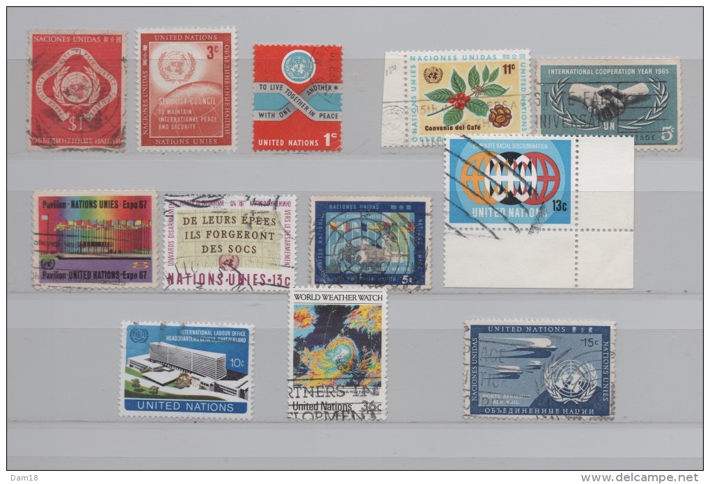 NATIONS UNIES NEW-YORK PETIT LOT 12 TIMBRES OBLITERES - Collections, Lots & Séries