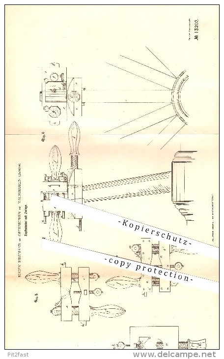 Original Patent - Eugen Riedmayr In Oberbeuren Bei Kaufbeuren , 1880 , Zapfenhobel Mit Zwinge , Tischler !!! - Kaufbeuren