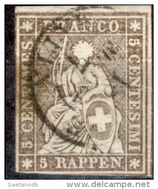 Svizzera-026 - 1854 - 5 Centesimi - Y&T: N. 26a (o) - Privo Di Difetti Occulti. - Used Stamps