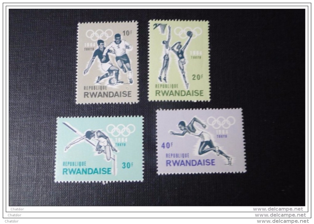 Rwanda 1964 N° 81A , 82A, 82B, 82C  MNH** Jeux Olympiques De Tokyo - Ungebraucht