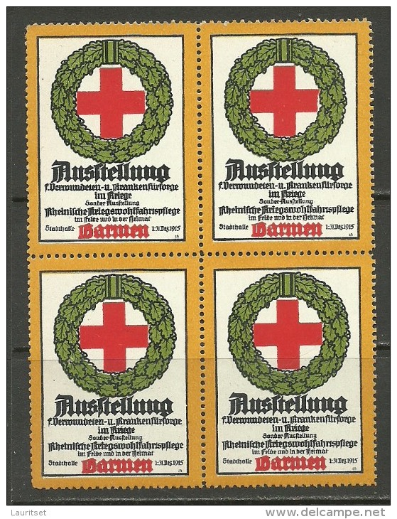 Deutschland Reklamemarke 1915 Ausstellung Verwundeten - Und Krankenfürsorge Darmen 4-Block MNH - Erinnofilia