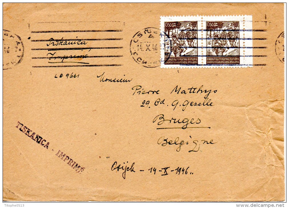 YOUGOSLAVIE. N°422 De 1945 Sur Enveloppe Ayant Circulé. Partisans. - Covers & Documents