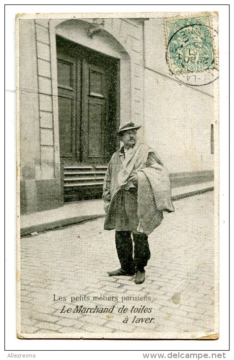CPA 75 : PARIS  Petits Métiers : Le Marchand De Toiles à Laver  1906    A  VOIR  !!!!!!! - Autres & Non Classés