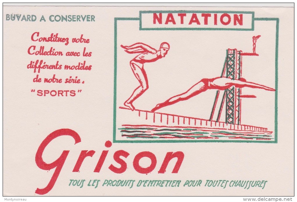 Buvard : GRISON  ,  Paris :  Natation - Autres & Non Classés