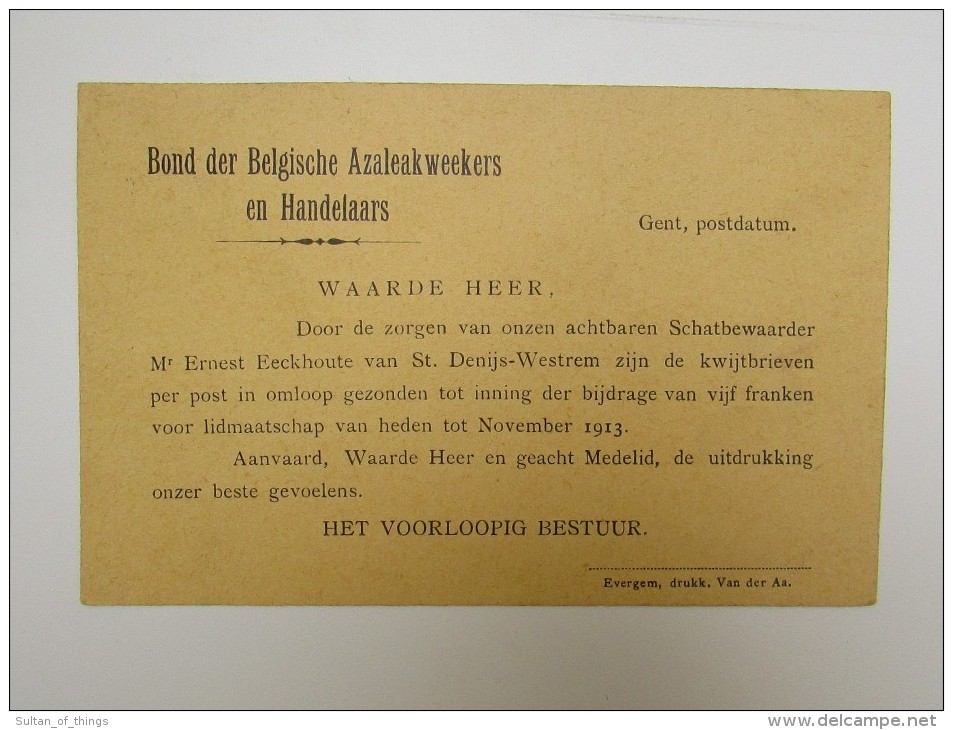 Cpa/pk 1912 Bond Belgische Azaleakweekers Gent Gand Inning Bijdrage - Gent