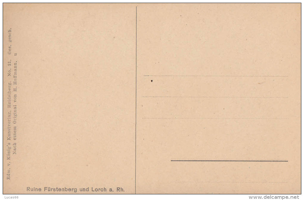 1920 CIRCA RUINE FURSTENBERG UND LORCH A. RH. - Lorch