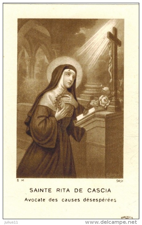 IMAGE PIEUSE HOLY Card Santini : " Sainte Rita De Cascia Avocate Des Causes Désespérées " - Images Religieuses