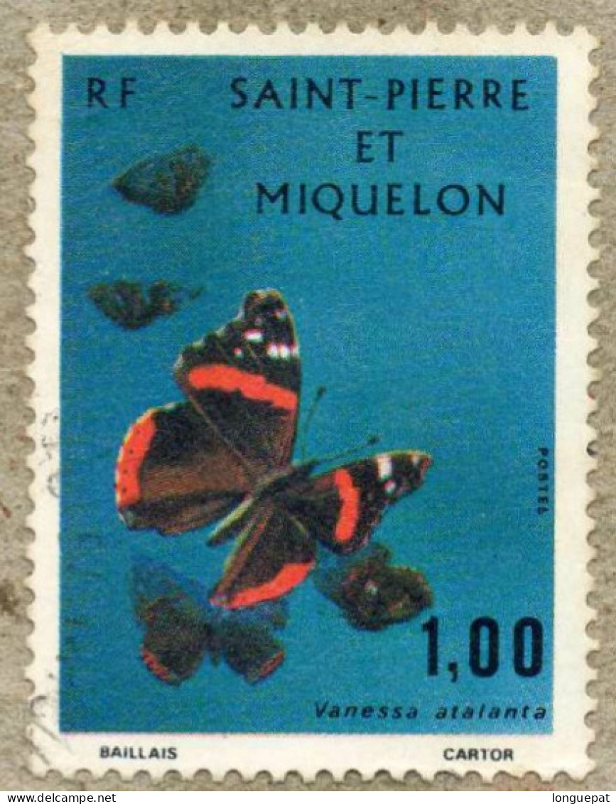 SAINT-PIERRE Et MIQUELON : Papillons : Le Vulcain (Vanessa Atalanta) - Insectes - Lépidoptères - - Gebruikt