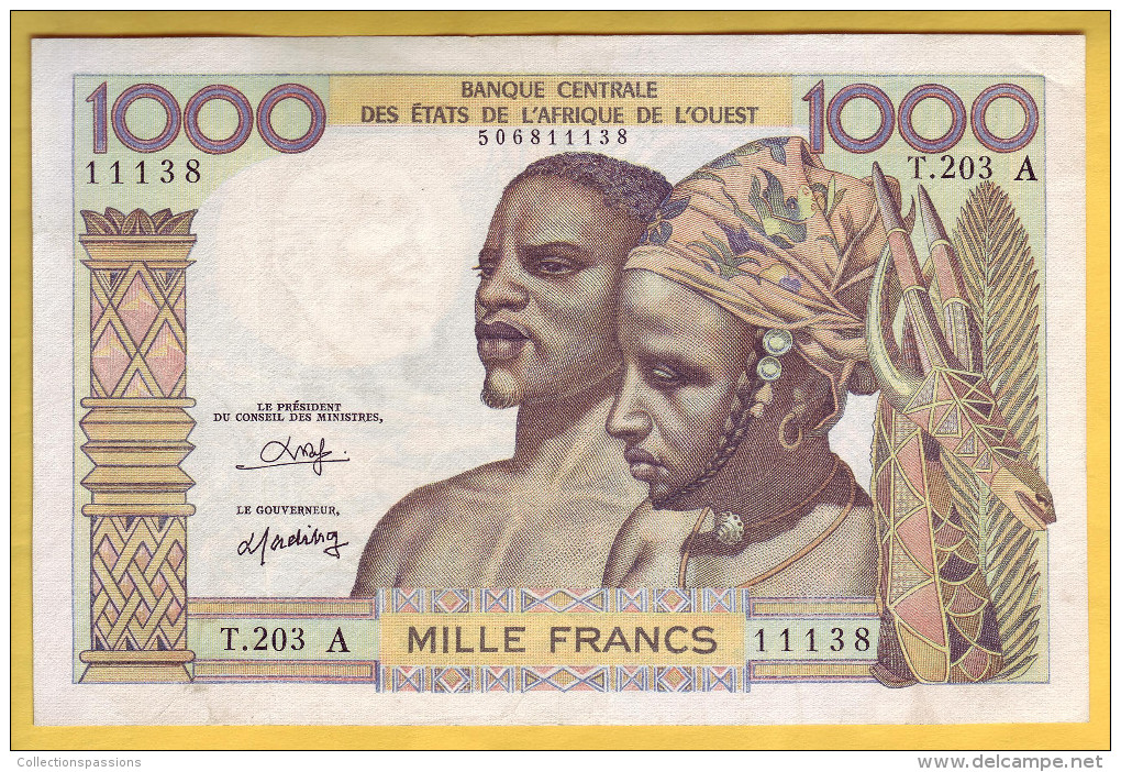 BANQUE DE L' AFRIQUE DE L'OUEST - Côte D'Ivoire - Billet De 1000 Francs. ND. 1980 - Costa De Marfil