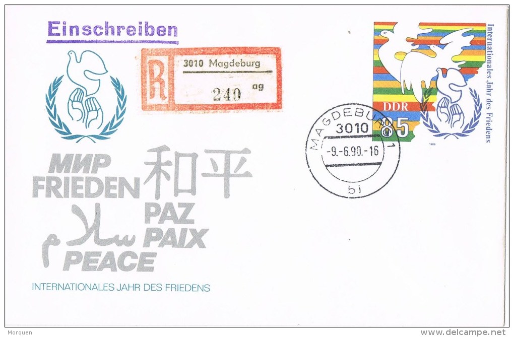 12534. Entero Postal MAGDEBURG (Alemania DDR) 1990. Certificado - Sobres - Usados