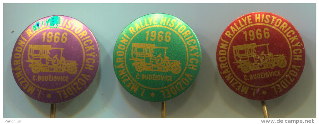 INTERNATIONAL RALLYE OLD TIMERS - Czech Republic, 1966. Vintage Pin, Badge, 3 Pieces - Rallye