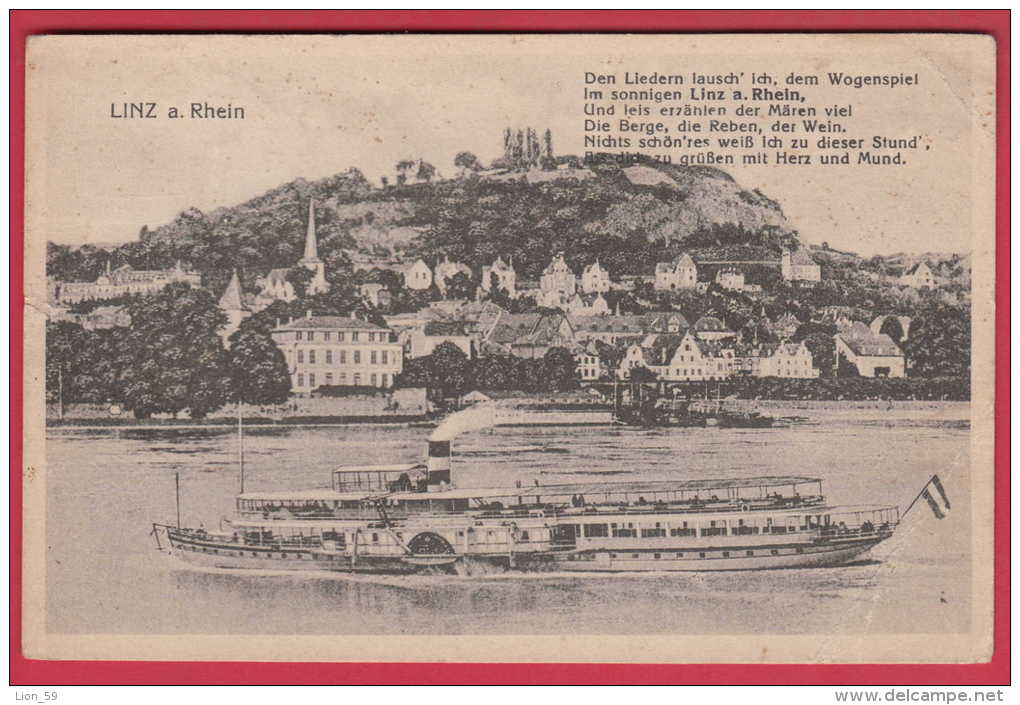 169361 / Linz Am Rhein - RIVER SHIP PANORAMA , POEM - Germany Deutschland Allemagne Germania - Linz A. Rhein