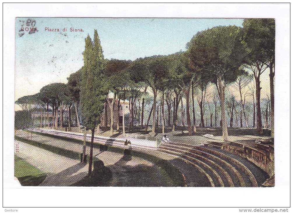 ROMA Villa Borghese Piazza Di Siena  15-08-1909  Fine Used Postcard From  Rome To Bellegra (corner Missing) - Parques & Jardines