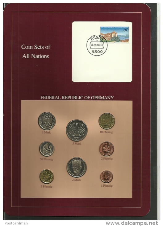 FEDERAL REPUBLIC OF GERMANY - Set Of 7 Uncirculated Coins - 1 Pfennig To 5 Mark - 1986, 1987 & 1988 - Sets De Acuñados &  Sets De Pruebas