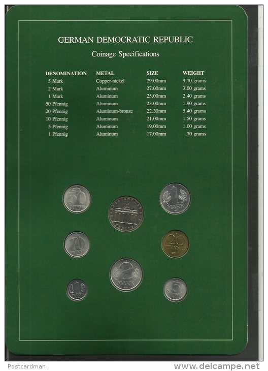 GERMAN DEMOCRATIC REPUBLIC - Set Of 7 Uncirculated Coins - 1 Pfennig To 5 Mark - 1979 & 1981 - Sets De Acuñados &  Sets De Pruebas