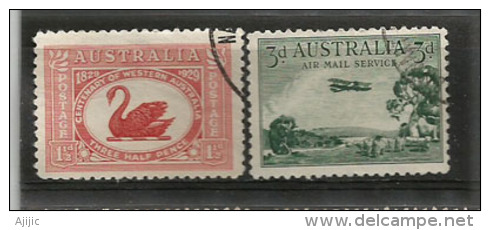 Centenaire De La Colonie De Western-Australia (cygne Noir) Yv # 67 + PA # 2.  2 T-p Oblitérés. Côte  12,00 € - Oblitérés