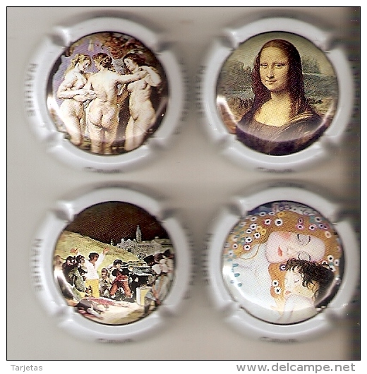 LOTE DE 4 PLACAS DE CAVA MERVILLA DE PINTURA (CAPSULE) PAINTING- GIOCONDA - Placas De Cava