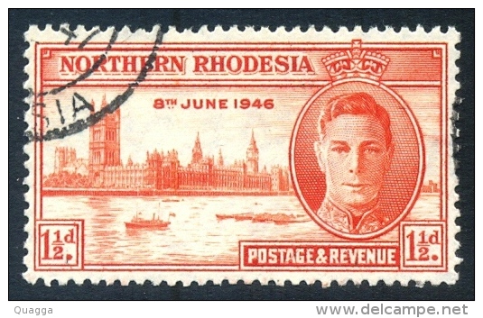 Northern Rhodesia 1946. 1½d Red-orange (p13½). SG 46a. - Northern Rhodesia (...-1963)