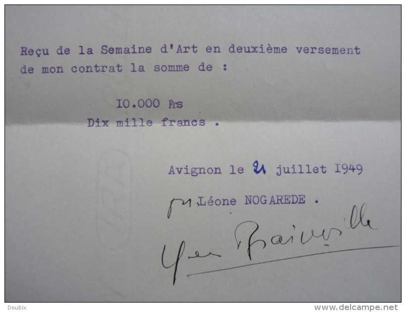 Yves BRAINVILLE (1914-1993) Acteur - [ Léone Nogarède / Festival AVIGNON ] - AUTOGRAPHE. - Autres & Non Classés