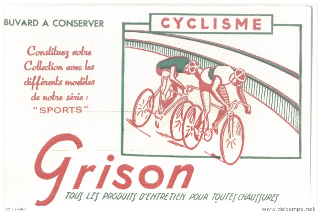 Buvard  Pub Grison  Collection -Sport  -Cyclisme -  Tbe  Format  20 X 13 Cm - A