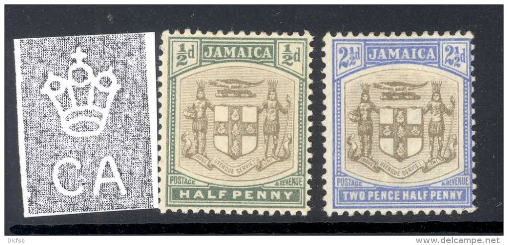 JAMAICA, 1903 &frac12;d, 2&frac12;d (wmk Single Crown CA) Very Fine MM, Cat &pound;9 - Jamaica (...-1961)