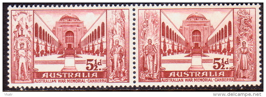 AUSTRALIA 1958 SG #302-03 Compl.set In A Horiz.pair MNH OG War Memorial, Canberra - Mint Stamps