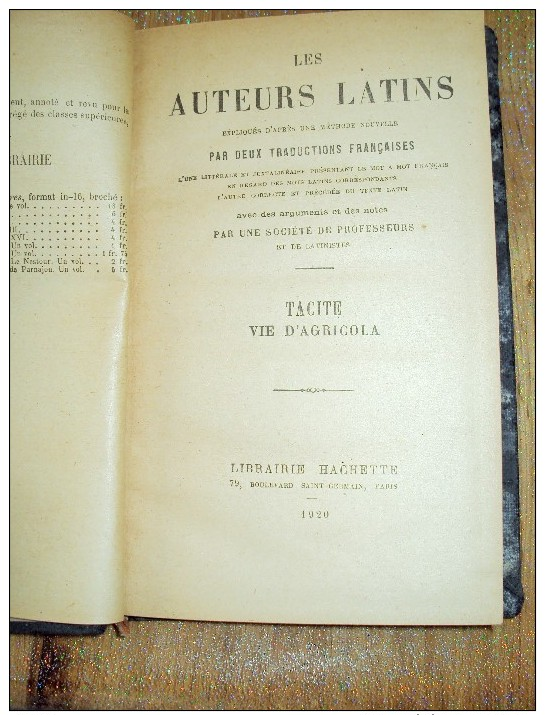 Vie D´agricola Par TACITE, 1920  Les Auteurs Latins Expliqué D'une Méthode Nouvelle Par Deux Traductions Latin Français. - Livres Anciens