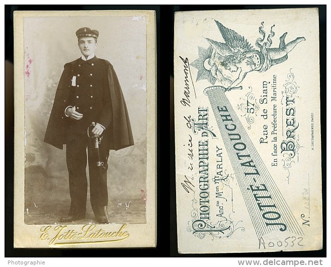 Militaire Armée Francaise 29200 Brest Ancienne Photo CDV Jotte Latouche 1890 - Old (before 1900)