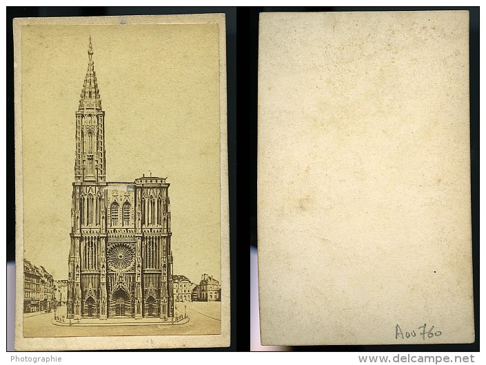 France Cathedrale De Strasbourg Ancienne Photo CDV Anonyme 1870 - Old (before 1900)