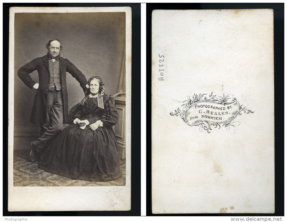 Royaume Uni Norwich Famille Groupe Mode Victorienne Ancienne CDV Photo Beales 1865 - Alte (vor 1900)
