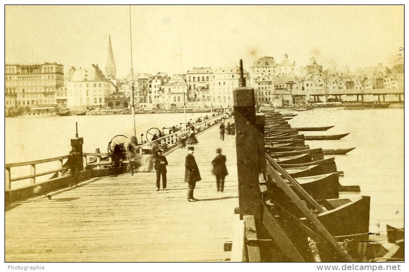 Allemagne Cologne Pont De Bateaux Ancienne CDV Photo 1865 - Old (before 1900)