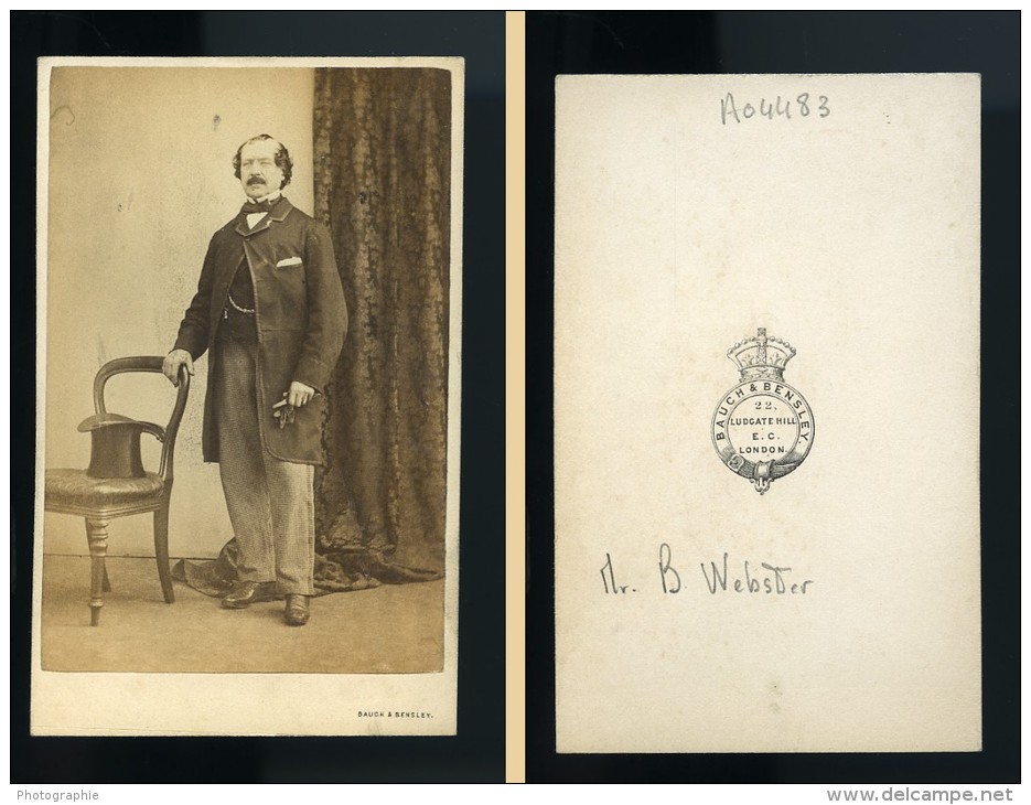Saison Theatrale Londres Acteur Webster Ancienne CDV Photo Bauch &amp; Bensley 1864 - Old (before 1900)