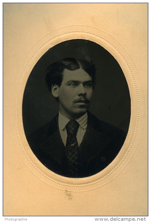 Tintype Ferrotype Americain Homme Ancienne Photo 1880 - Alte (vor 1900)