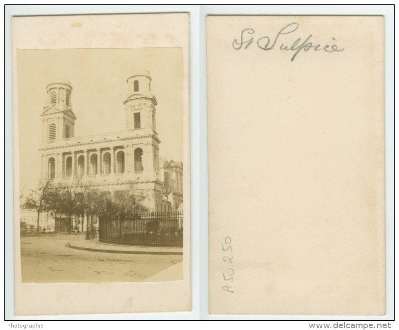 France Paris Eglise St Sulpice Ancienne Photo CDV Anonyme 1860 - Anciennes (Av. 1900)